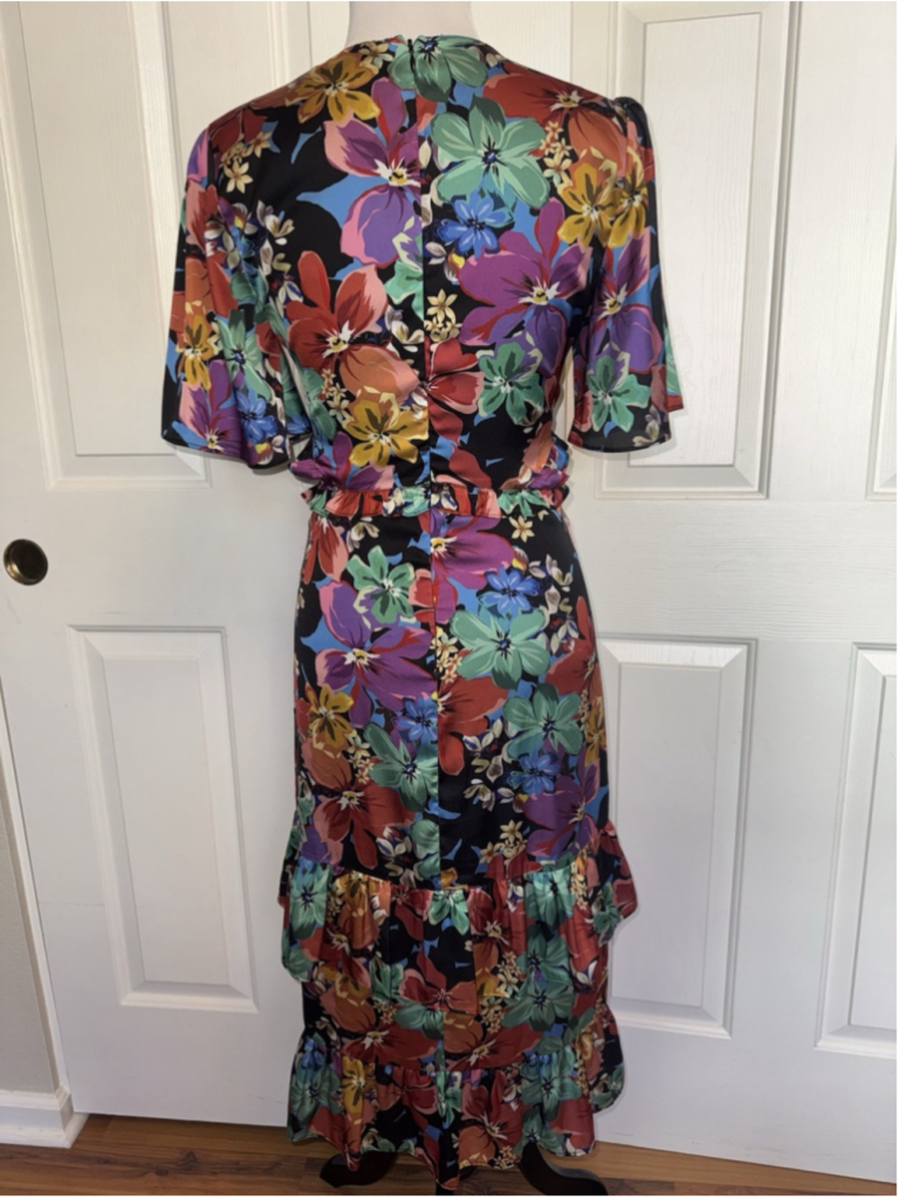 Tularosa Kaylee Floral Ruffle Midi Dress XS Romantic Wedding Guest Garden Party - Picture 3 of 16